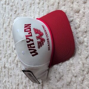 Seager x Waylon Jennings Outlaw Country Snapback White Red Ball Cap Vtg Style